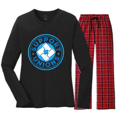 Support Unions Democratic Platform Union Laborer Worker Women's Long Sleeve Flannel Pajama Set 