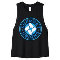 Support Unions Democratic Platform Union Laborer Worker Women's Racerback Cropped Tank