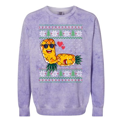 Swinger Upside Down Pineapple Making Love Ugly Pattern Gift Colorblast Crewneck Sweatshirt