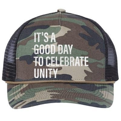 School Unity Day ItS A Good Day To Celebrate Unity Orange Retro Rope Trucker Hat Cap