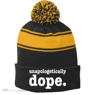 Shannon Unapologetically Dope Stripe Pom Pom Beanie