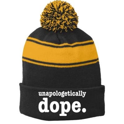 Shannon Unapologetically Dope Stripe Pom Pom Beanie