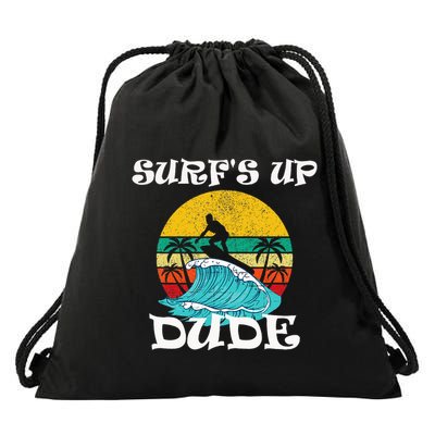 SurfS Up Dude Drawstring Bag