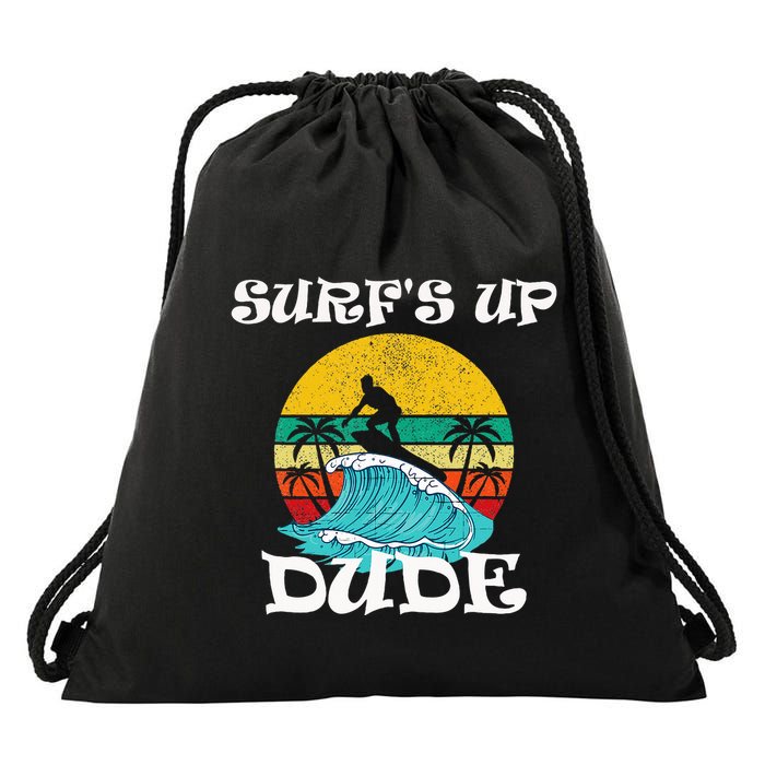 SurfS Up Dude Drawstring Bag