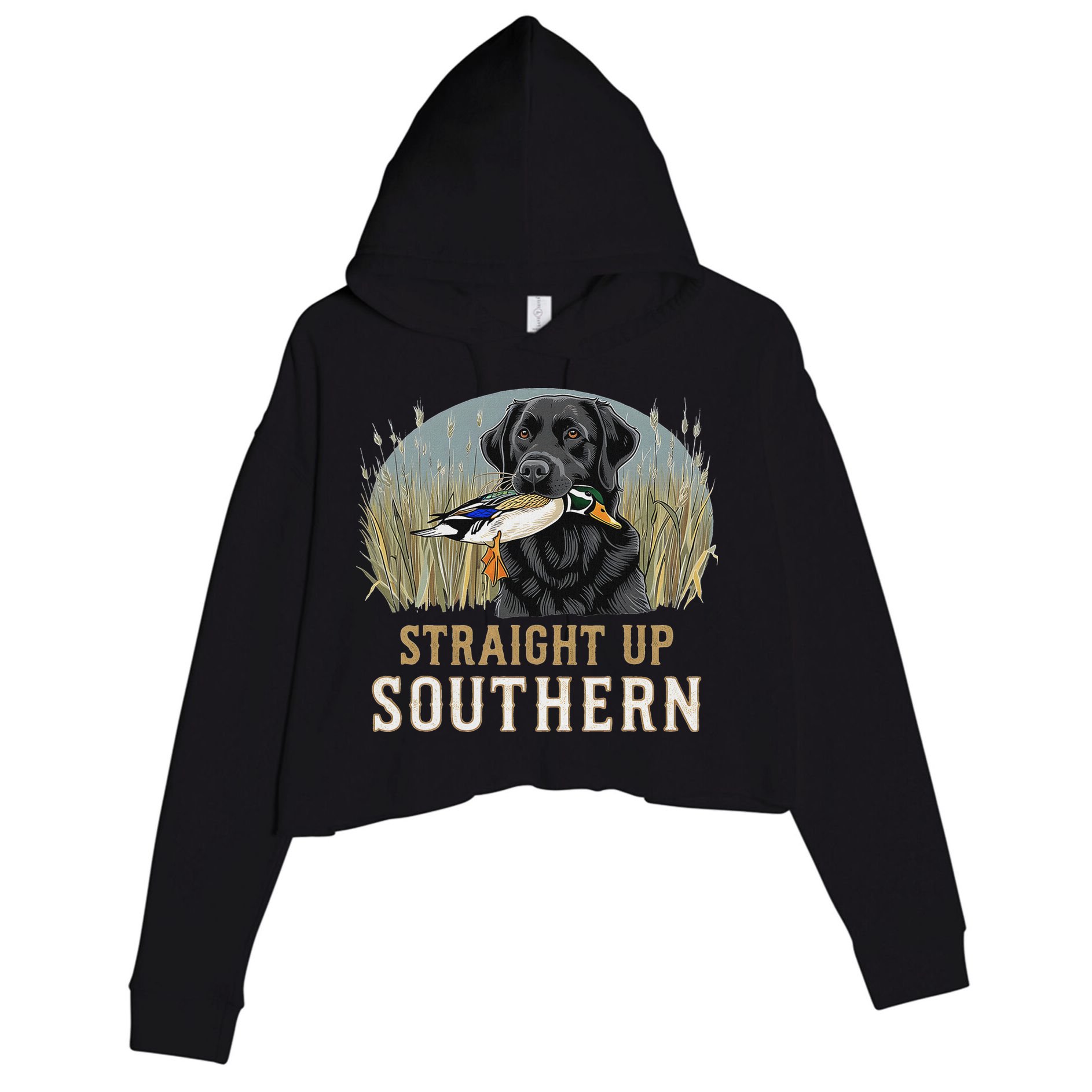 Straight Up Dog Hunting Duck Southern Hunting Crop Fleece Hoodie