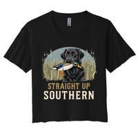 Straight Up Dog Hunting Duck Southern Hunting Women's Crop Top Tee