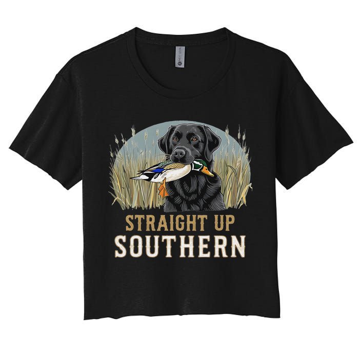 Straight Up Dog Hunting Duck Southern Hunting Women's Crop Top Tee