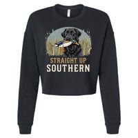 Straight Up Dog Hunting Duck Southern Hunting Cropped Pullover Crew