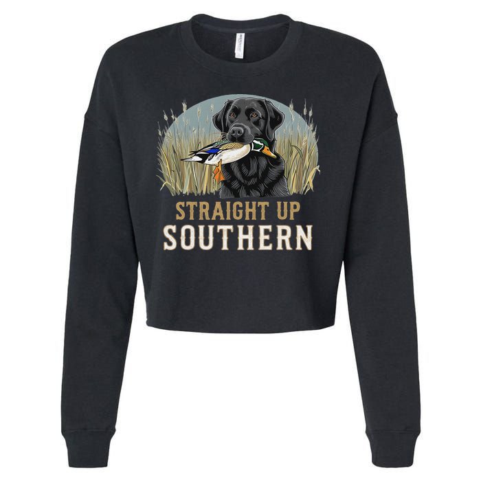 Straight Up Dog Hunting Duck Southern Hunting Cropped Pullover Crew