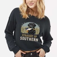 Straight Up Dog Hunting Duck Southern Hunting Cropped Pullover Crew