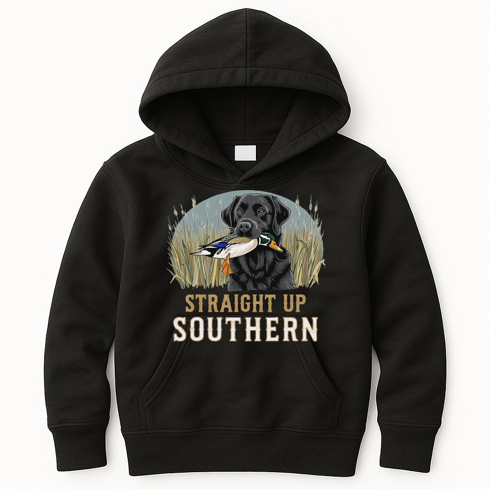Straight Up Dog Hunting Duck Southern Hunting Kids Hoodie