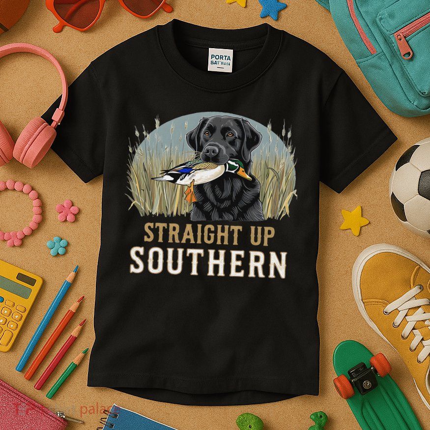 Straight Up Dog Hunting Duck Southern Hunting Kids T-Shirt