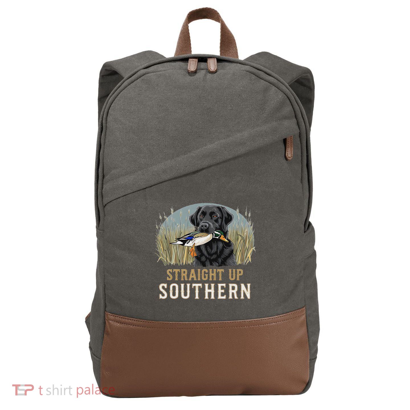 Straight Up Dog Hunting Duck Southern Hunting Cotton Canvas Backpack