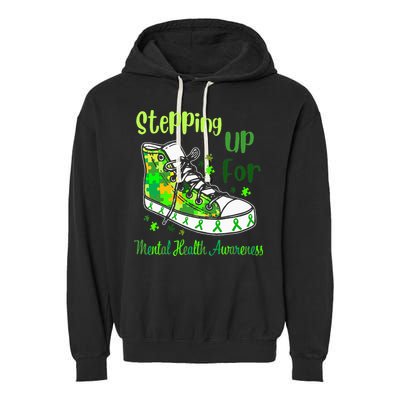 Stepping Up For Mental Health Awareness Shoes Garment-Dyed Fleece Hoodie