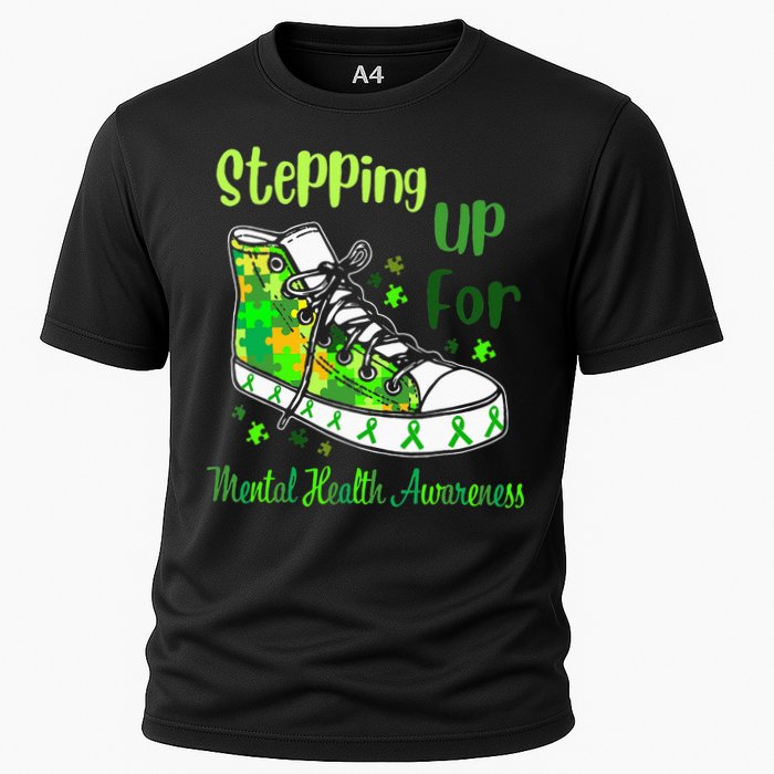 Stepping Up For Mental Health Awareness Shoes Cooling Performance Crew T-Shirt