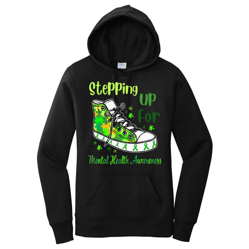 Stepping Up For Mental Health Awareness Shoes Women's Pullover Hoodie