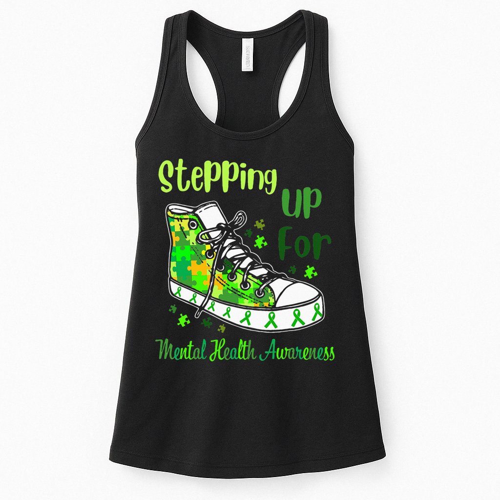 Stepping Up For Mental Health Awareness Shoes Womens Tank Top