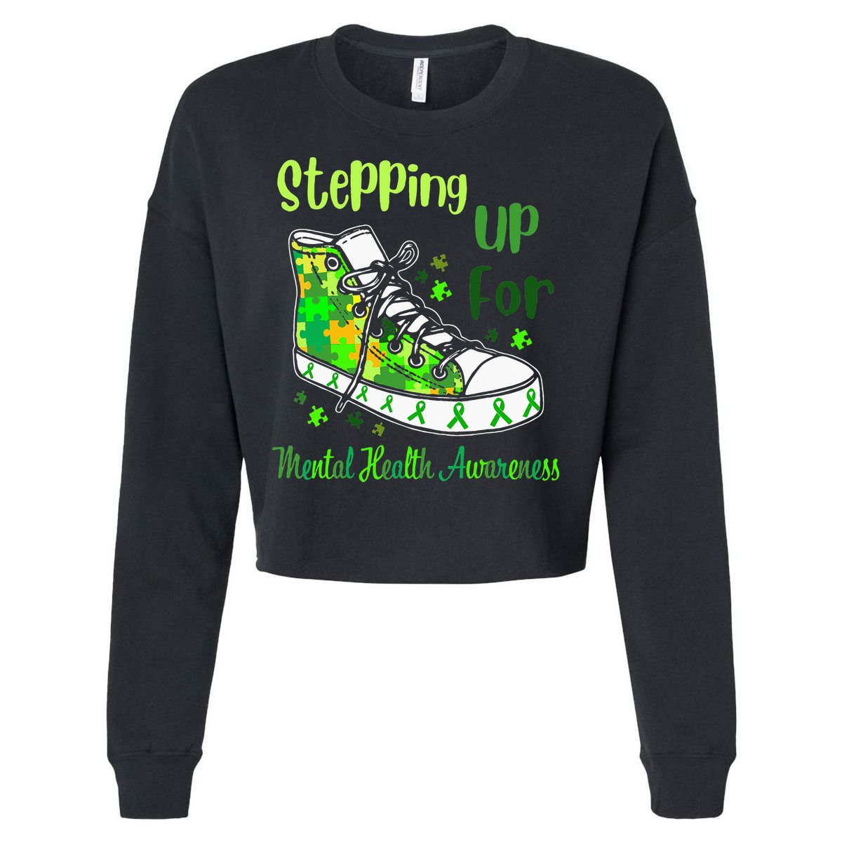 Stepping Up For Mental Health Awareness Shoes Cropped Pullover Crew
