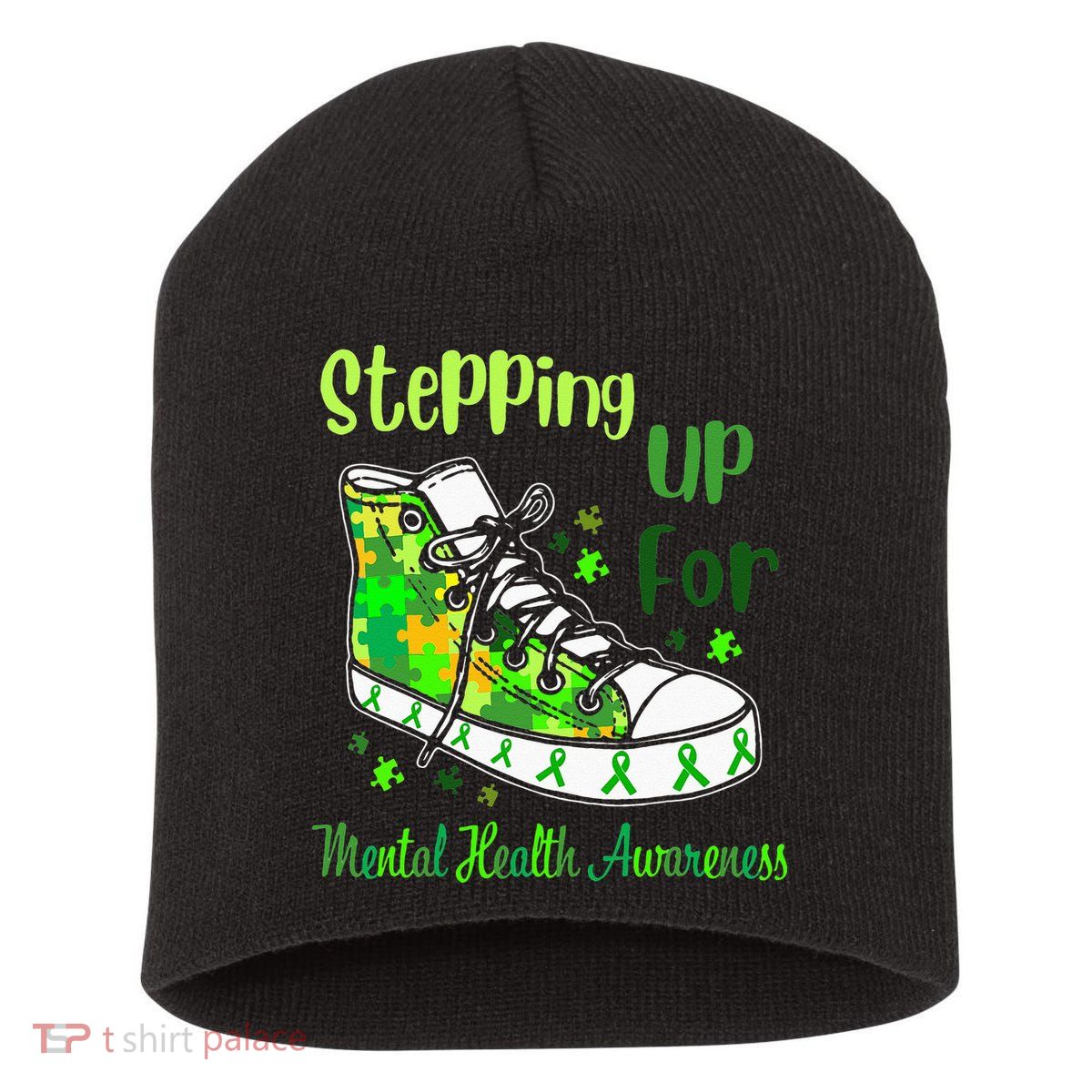 Stepping Up For Mental Health Awareness Shoes Short Acrylic Beanie