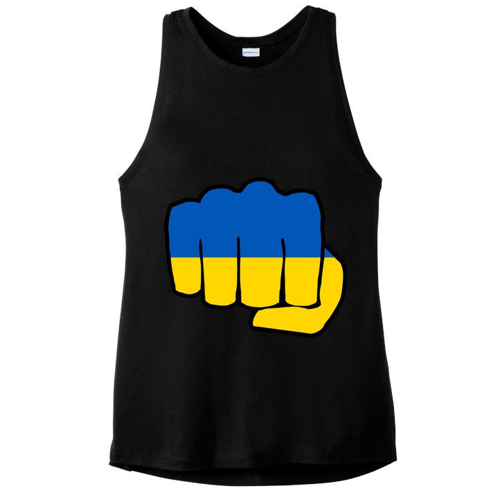 Support Ukraine Flag Fist Ladies PosiCharge Tri-Blend Wicking Tank
