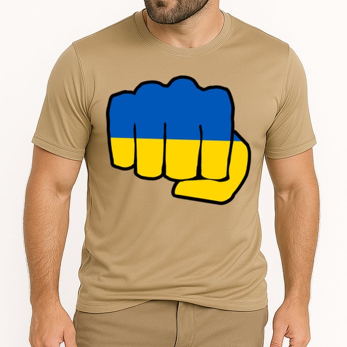 Support Ukraine Flag Fist Cooling Performance Crew T-Shirt