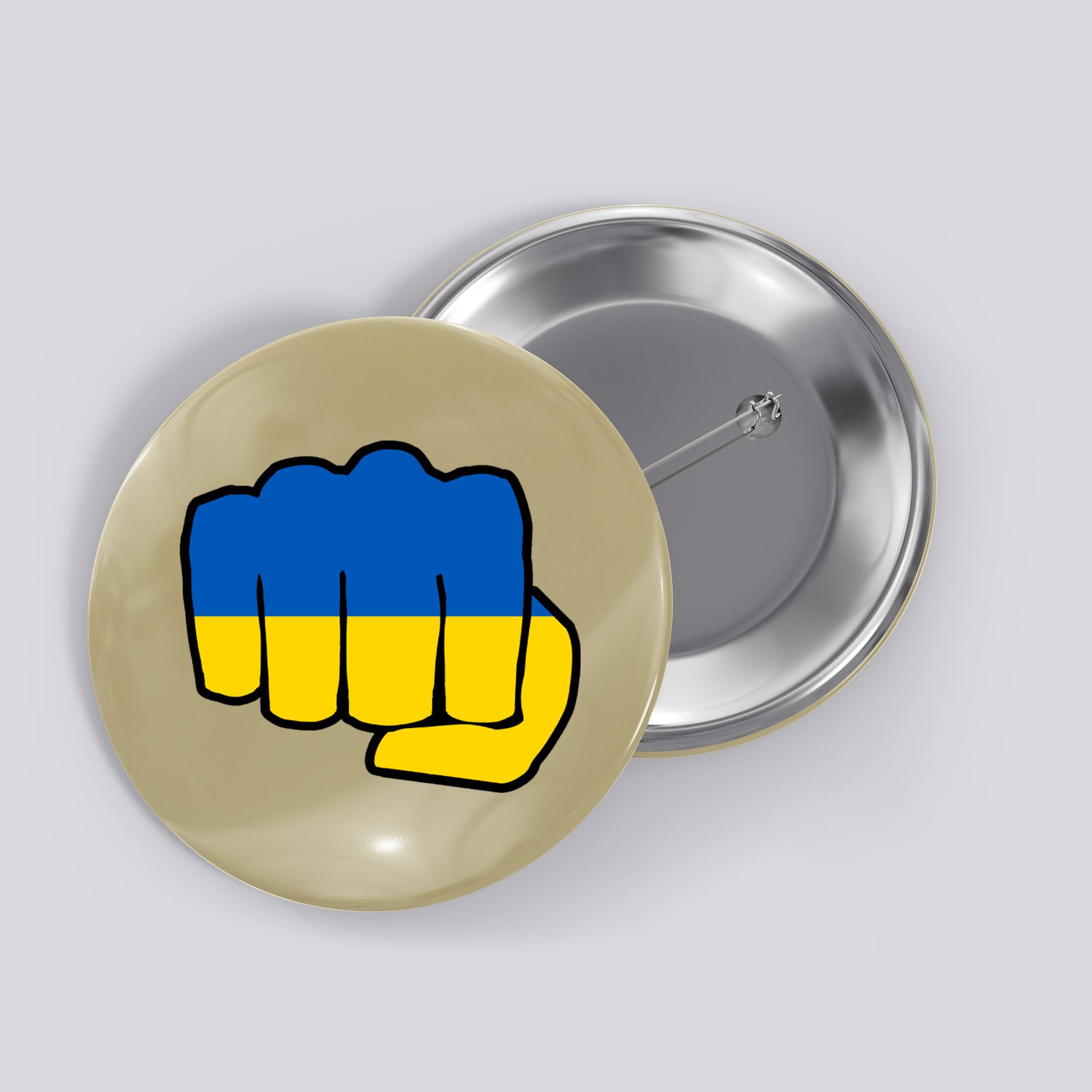 Support Ukraine Flag Fist Button
