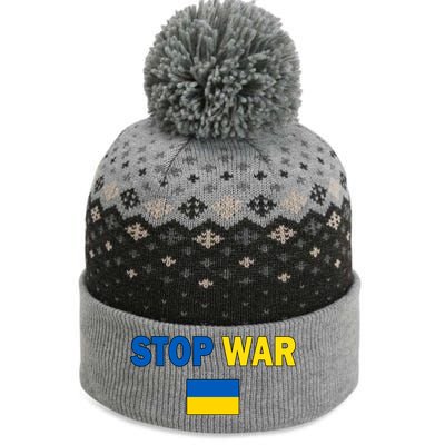 Support Ukraine Flag Stop War The Baniff Cuffed Pom Beanie