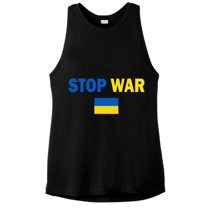 Support Ukraine Flag Stop War Ladies PosiCharge Tri-Blend Wicking Tank