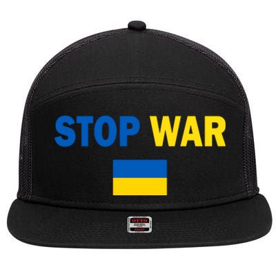 Support Ukraine Flag Stop War 7 Panel Mesh Trucker Snapback Hat