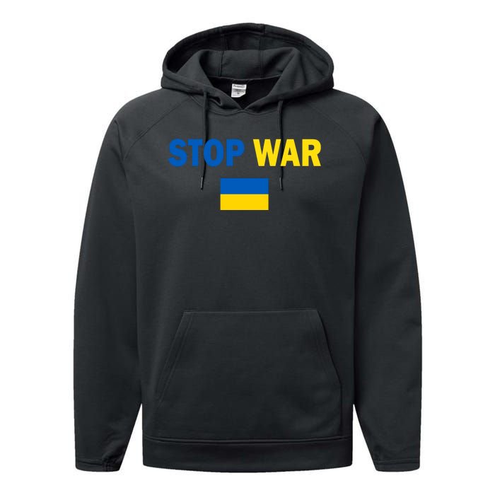 Support Ukraine Flag Stop War Performance Fleece Hoodie