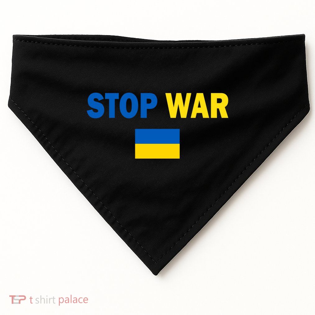 Support Ukraine Flag Stop War USA-Made Doggie Bandana