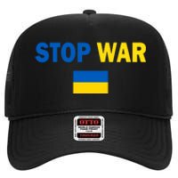 Support Ukraine Flag Stop War High Crown Mesh Back Trucker Hat