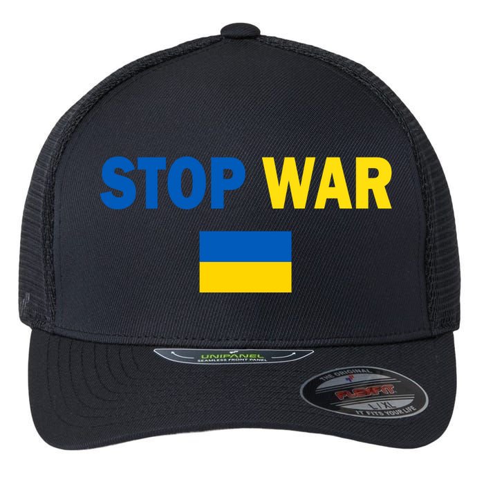 Support Ukraine Flag Stop War Flexfit Unipanel Trucker Cap