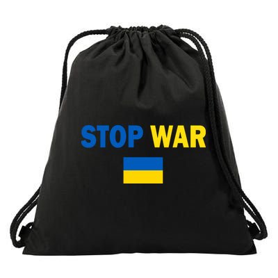 Support Ukraine Flag Stop War Drawstring Bag