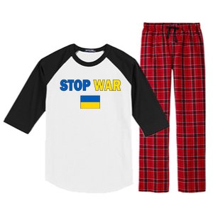 Support Ukraine Flag Stop War Raglan Sleeve Pajama Set