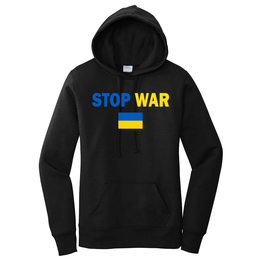 Support Ukraine Flag Stop War Women's Pullover Hoodie