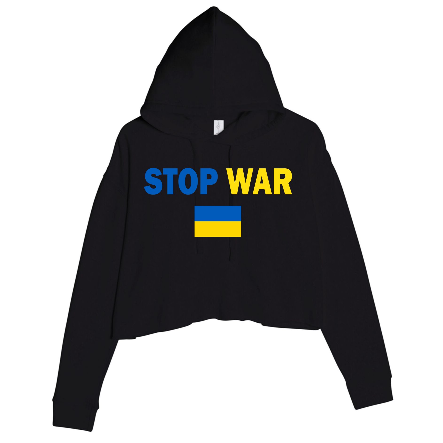 Support Ukraine Flag Stop War Crop Fleece Hoodie