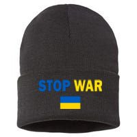 Support Ukraine Flag Stop War Sustainable Knit Beanie