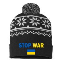 Support Ukraine Flag Stop War USA-Made Snowflake Beanie