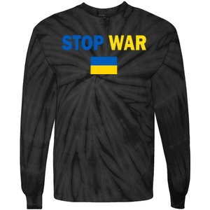 Support Ukraine Flag Stop War Tie-Dye Long Sleeve Shirt