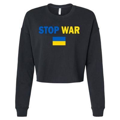 Support Ukraine Flag Stop War Cropped Pullover Crew