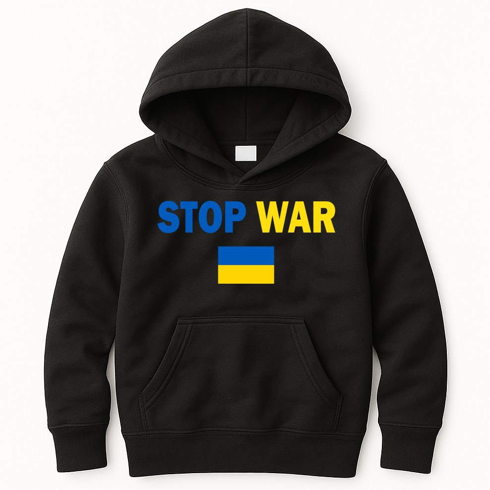 Support Ukraine Flag Stop War Kids Hoodie