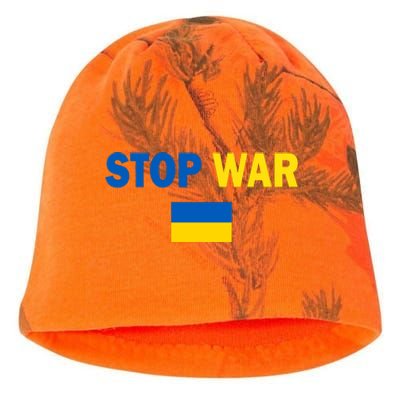 Support Ukraine Flag Stop War Kati - Camo Knit Beanie