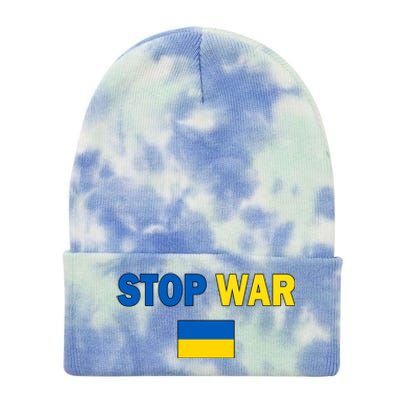 Support Ukraine Flag Stop War Tie Dye 12in Knit Beanie