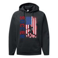 Soccer usa flag for soccer lover Performance Fleece Hoodie