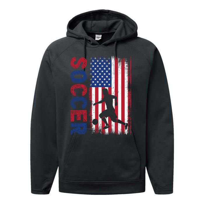 Soccer usa flag for soccer lover Performance Fleece Hoodie