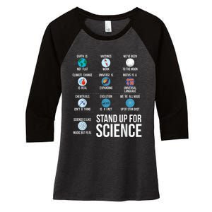 Stand Up For Science Women's Tri-Blend 3/4-Sleeve Raglan Shirt