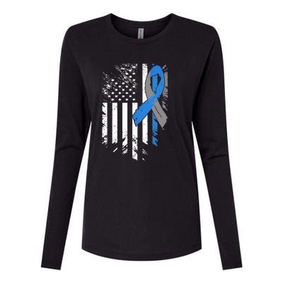 Support USA Flag Diabetes Type 1 Awareness Family Womens Cotton Relaxed Long Sleeve T-Shirt