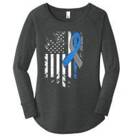 Support USA Flag Diabetes Type 1 Awareness Family Women's Perfect Tri Tunic Long Sleeve Shirt