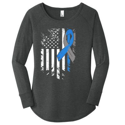 Support USA Flag Diabetes Type 1 Awareness Family Women's Perfect Tri Tunic Long Sleeve Shirt